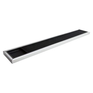 Luxury Black Rubber Bar Mat Set with Stainless Steel Frame