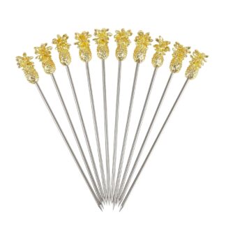 Gold Plated Pineapple Garnish Picks – Pack of 10