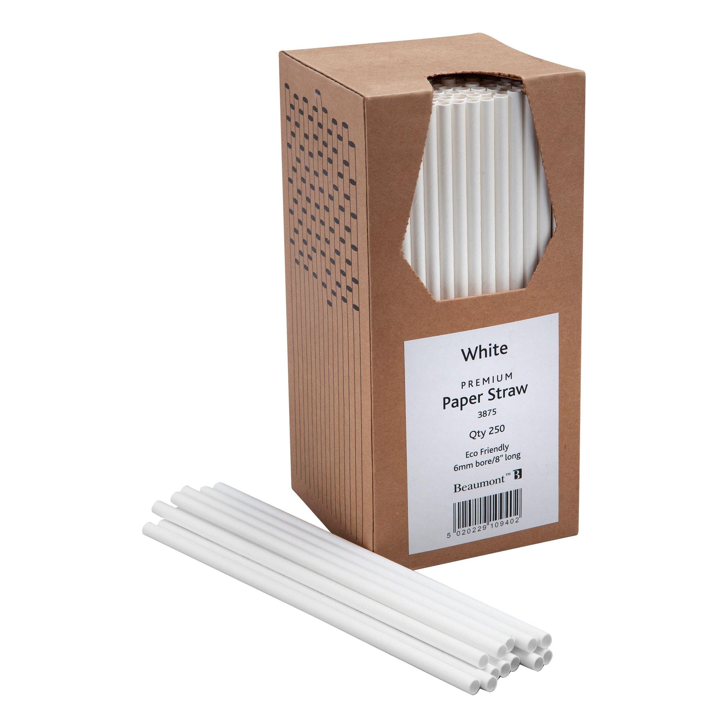Premium White 8 Inch 6mm Bore Paper Straws (Pk 250)