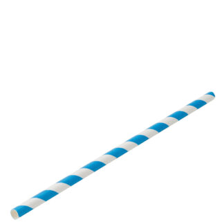 Paper Blue Stripe Straw 8″ (20cm), set of 24