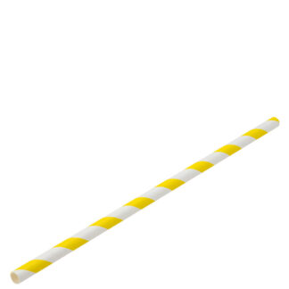 Paper Yellow/White Stripe Straw 8″ (20cm), set of 24